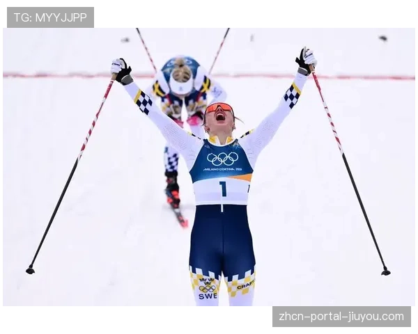 残奥会越野滑雪比赛，独臂运动员冲过终点后，与对手紧紧相拥